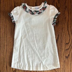 The Bailey Boys winter white corduroy Christmas A-line with plaid trim